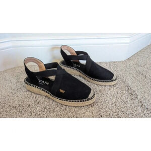 Viscata Espadrilles Flat Sandals Black Canvas sz 8